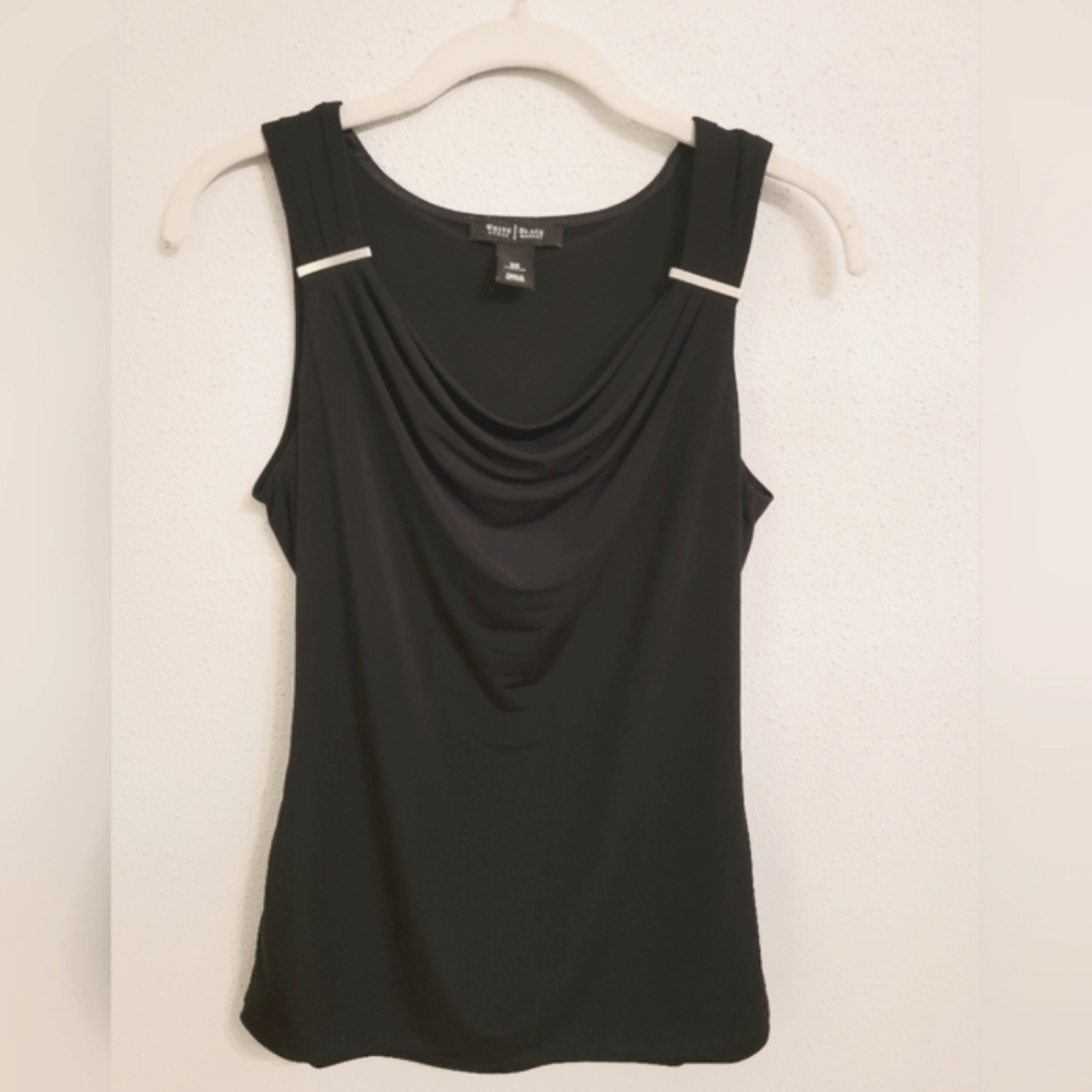 WHBM XS sleeveless black top blouse